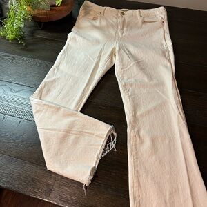 Kut from the Kloth Off-White Denim (high rise Kelsey ankle flare)